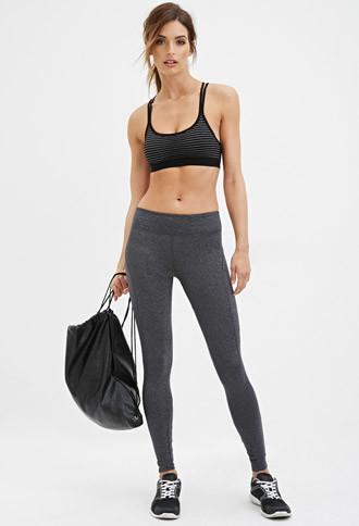 Forever21 Women's  Mesh-insert Heathered Leggings