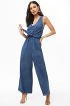 Forever21 Gauze Woven Tie-front Jumpsuit