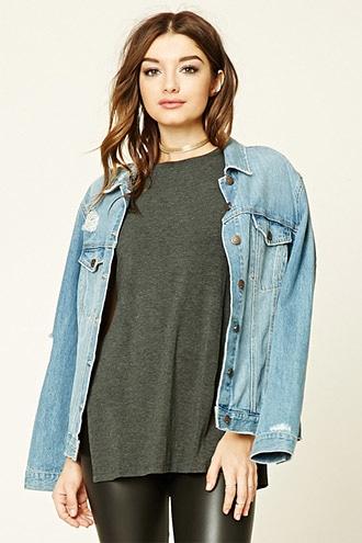 Forever21 Women's Side Slit Knit Tee