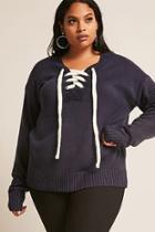Forever21 Plus Size Heathered Lace-up Sweater