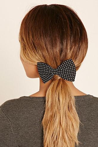Forever21 Black & Cream Dotted Bow Hair Clip