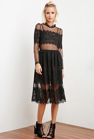 Forever21 The Allflower Dotted Eyelash Lace Dress