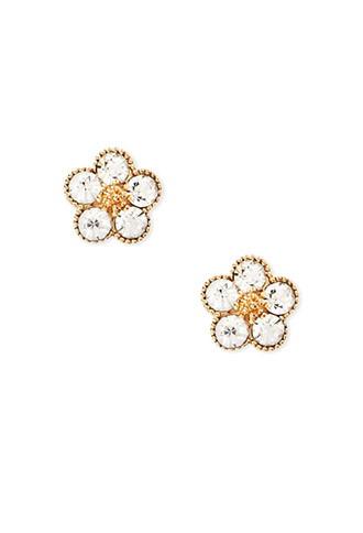 Forever21 Rhinestone Flower Studs (gold/clear)