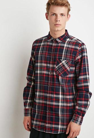21 Men Men's  Tartan Plaid Flannel Shirt