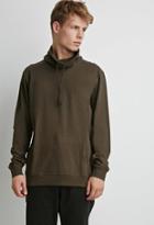 21 Men Drawstring Funnel Neck Pullover (olive)