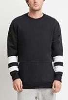 21 Men Men's  Black & White Side-zip Colorblocked Sweatshirt