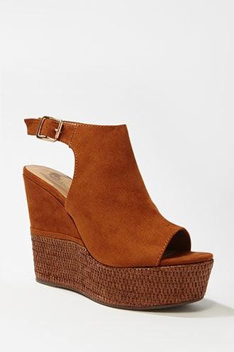 Forever21 Faux Suede Peep-toe Espadrille Wedges