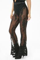 Forever21 Hauty Sheer Embroidered Flare Pants