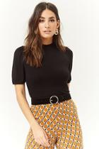 Forever21 Ribbed Puff-sleeve Top