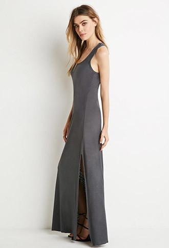 Forever21 Women's  Slub Knit Maxi Dress (charcoal)