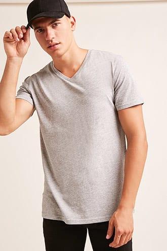 Forever21 Heathered Knit V-neck Tee