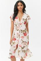 Forever21 Floral Print Butterfly-sleeve Dress