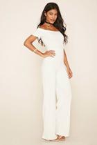 Forever21 Women's  Ivory Off-the-shoulder Jumpsuit