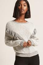Forever21 Striped Marled Ruffle Top