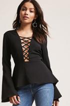 Forever21 Plunging Bell-sleeve Top