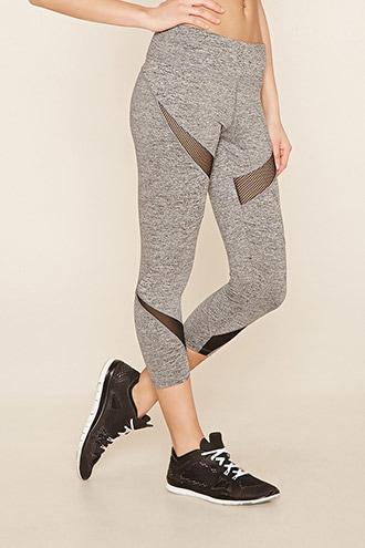 Forever21 Women's  Charcoal & Black Active Marled Capri Leggings