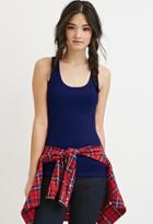 Forever21 Women's  Navy Classic Ribbed Racerback Tank