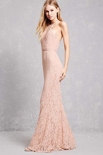 Forever21 Floral Crochet Mermaid Gown