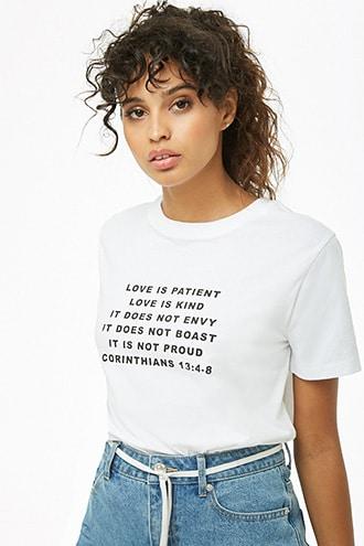Forever21 Corinthians 13:4-8 Graphic Tee