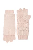 Forever21 Women's  Pink Cable-knit Gloves
