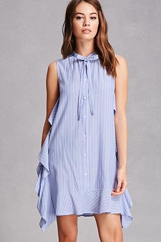 Forever21 Pinstripe Ruffle Mini Dress
