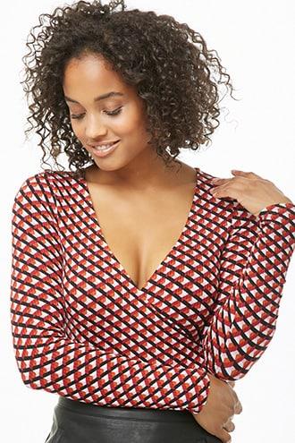 Forever21 Ribbed Geo Print Crop Top