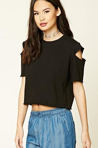 Forever21 Women's Boxy Raw-cut Top