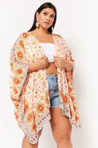 Forever21 Plus Size Floral Ornate Swim Cover-up Kimono
