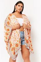 Forever21 Plus Size Floral Ornate Swim Cover-up Kimono
