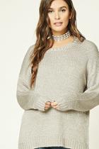 Forever21 Women's  Light Grey Open-knit Sweater