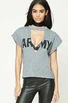 Forever21 Distressed Army Graphic Tee