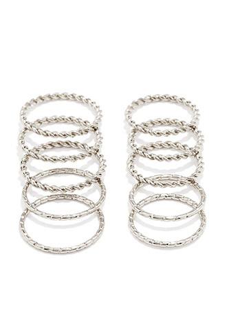 Forever21 Twisted Midi Ring Set (silver)