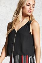 Forever21 Chiffon Zip-front Top
