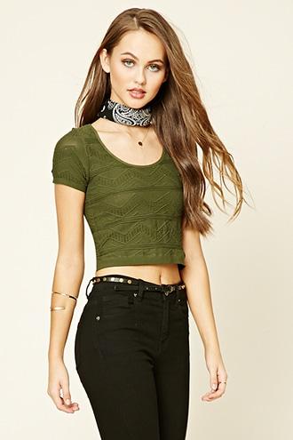 Forever21 Women's  Chevron Knit Crop Top