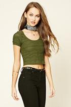 Forever21 Women's  Chevron Knit Crop Top