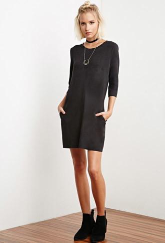 The Allflower The Allflower Faux Suede Shift Dress