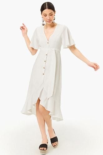 Forever21 Button Front High-low Dress