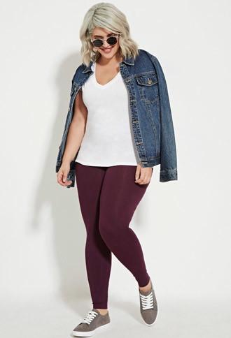 Forever21 Plus Women's  Aubergine Plus Size Classic Leggings