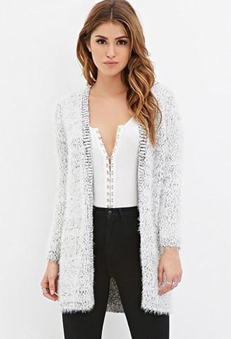 Forever21 Fuzzy Knit Longline Cardigan