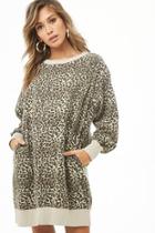 Forever21 Cheetah Print Sweatshirt Dress