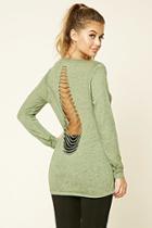 Forever21 Women's  Olive Active Ladder Cutout Top