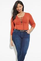 Forever21 Plus Women's  Plus Size Lace-up Top