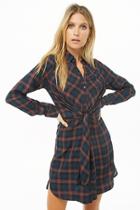 Forever21 Plaid Tie-front Shirt Dress