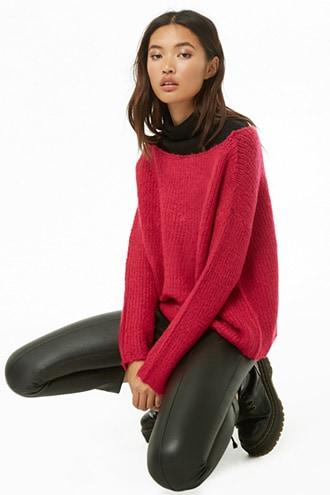 Forever21 Brushed Knit Off-the-shoulder Sweater