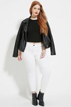 Forever21 Plus Women's  White Plus Size Skinny Ankle Jeans
