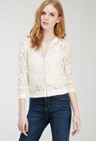 Forever21 Embroidered Mesh Bomber Jacket