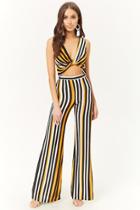 Forever21 Striped Twist-front Crop Top & Pants Set