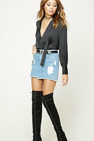 Forever21 Satin Tie-neck Shirt