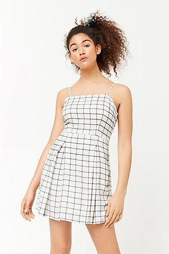 Forever21 Grid Print Fit & Flare Dress