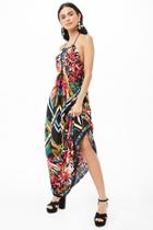 Forever21 Tropical Geo Floral Print Halter Dress